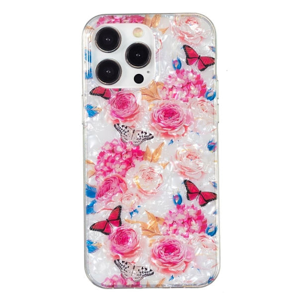Marble iPhone 12 Pro Max Suojakotelo - Värikäs Perhonen Pink