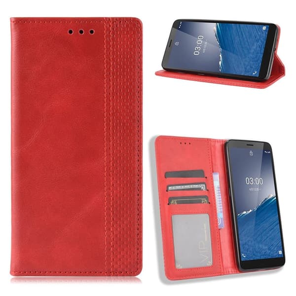Bofink Vintage Nokia C3 Lær Etui - Rød Red