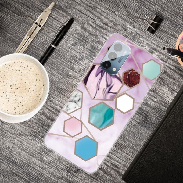 Marble design OnePlus Nord N200 5G cover - Sekskantede Fragmente Multicolor