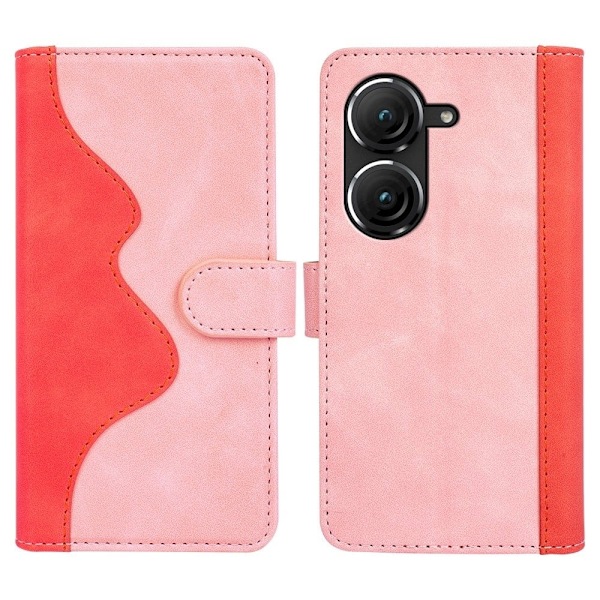 Tvåfärgat Asus Zenfone 9 fodral i läder - Rosa Rosa