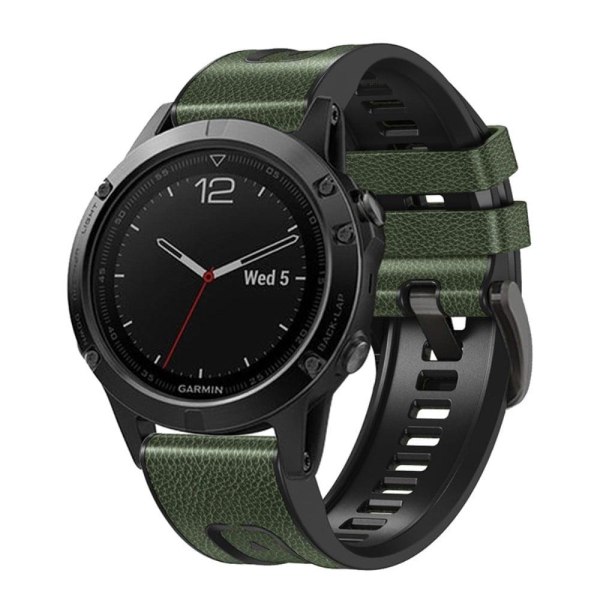 26mm silicone leather with silicone watch strap for Garmin watch Green