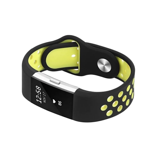 Fitbit Charge 2 to-farvet multihole silikone Urrem - Sort / Grøn Black