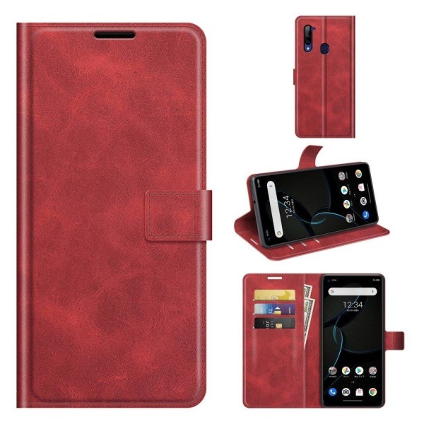 Hållbart konstläder ZTE Libero 5G fodral med plånbok - Röd Röd