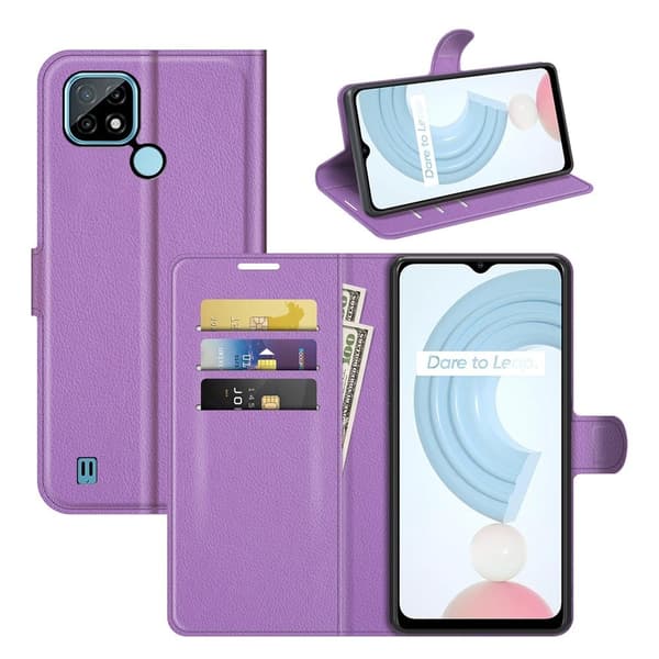Classic Realme C21 flip kuoret - Violetti Purple