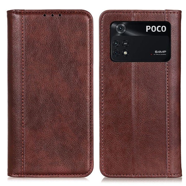 Aito nahkakotelo magneettisuljuksella Xiaomi Poco M4 Pro 5G - Ruskea Brown