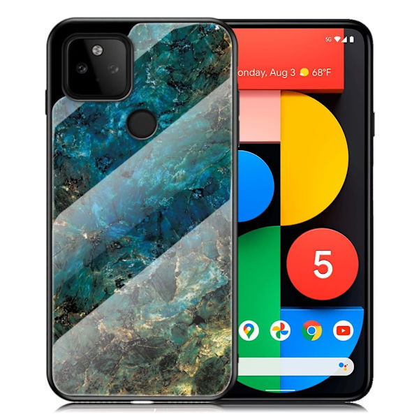Fantasy Marble Google Pixel 5a Cover - Emerald Marmorkugle Blue