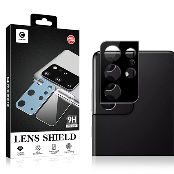 MOCOLO Samsung Galaxy S22 Ultra karkaistua lasia kameran linssin suojus - Musta Transparent