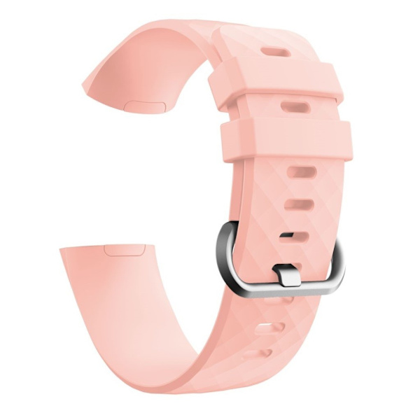 Fitbit Charge 3 erstatnings urrem i silikone - str. L/Lyserød Pink
