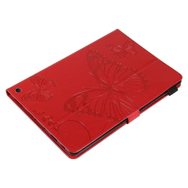 Amazon Fire HD (2021) läderfodral med fjärilsmönster - Röd Röd