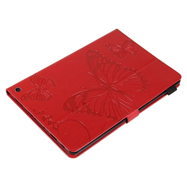 Amazon Fire HD (2021) perhonen kuvio nahkakotelo - Punainen Red