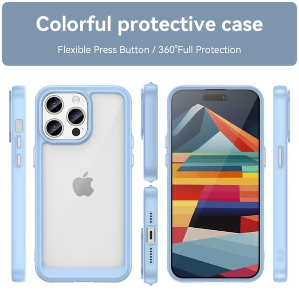 iPhone 15 Pro smart akryl cover - Blå Blue
