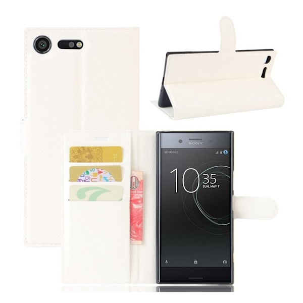 Sony Xperia XZ Premium Læder etui i litchi skind - Hvid White