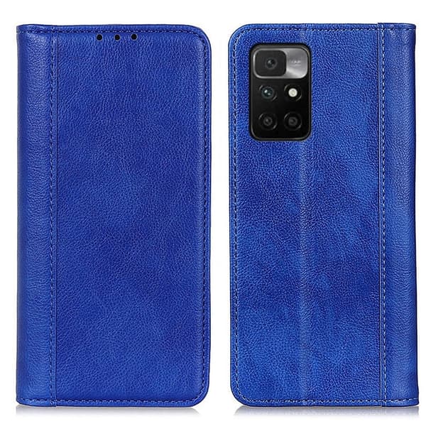Xiaomi Redmi 10 ægte læderetui med magnetisk lukning - Blå Blue