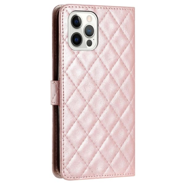 Funktionelt iPhone 16 Pro rombe etui med pung - Rødguld Pink