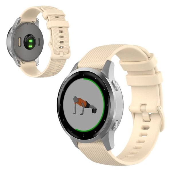 Garmin Vivomove 3S / Vivoactive 4S klockarmband i silikon med rutnätstextur - Beige Vit