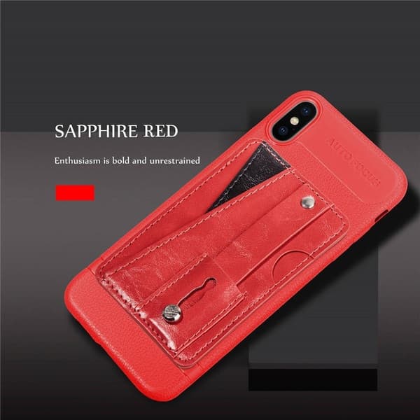 iPhone Xs læderetui med litchiskind - Rød Red