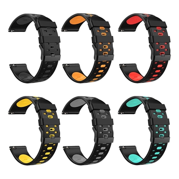 22 mm universal klockarmband i tvåfärgad silikon - Svart / Gul Svart