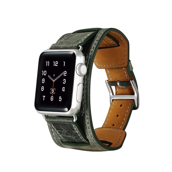 iCarer Quadri Apple Watch Series 5 40mm ægte læder urrem - Grøn Green