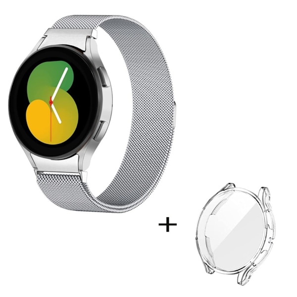 Samsung Galaxy Watch 5 (44mm) urrem i rustfrit stål med klart cover - Sølv Silver grey