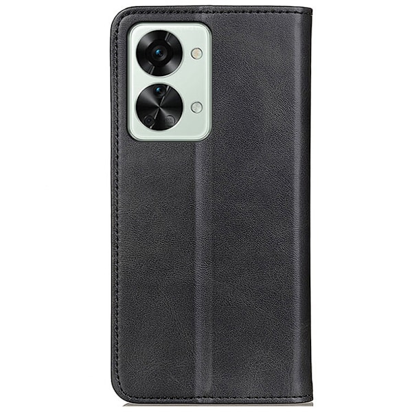 OnePlus Nord 2T lompakkokotelo, aitoa nahkaa - Musta Black
