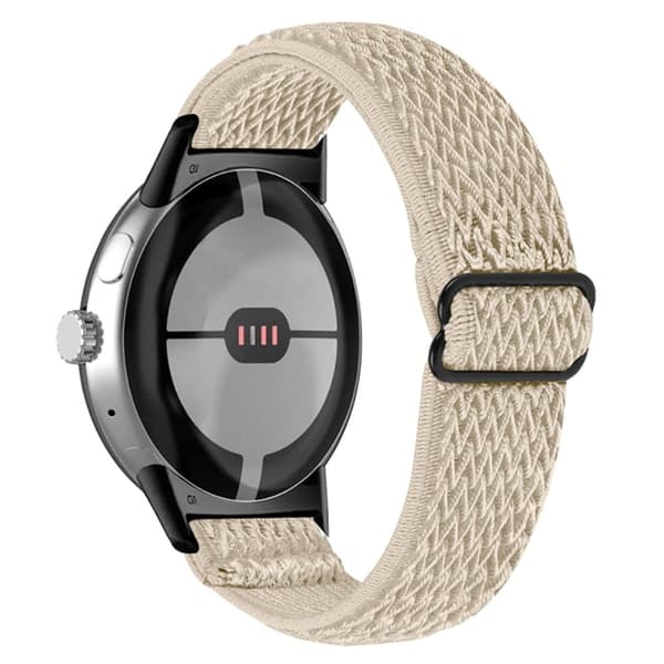 Elastiskt klockarmband i vävd stil för Google Pixel Watch med svart kontakt - Aprikos Vit