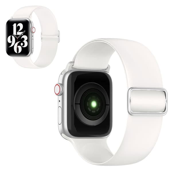 Apple Watch 44 mm justerbart klockarmband i silikon - Vit Vit
