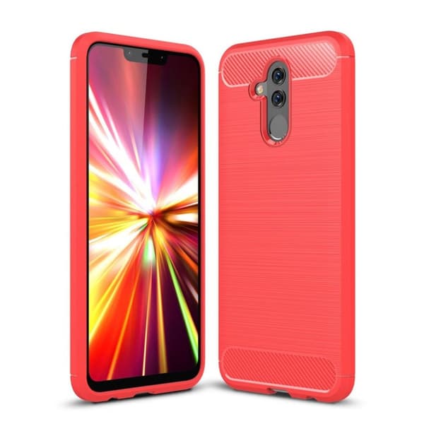 Huawei Mate 20 Lite mobilskal av silikon med borstad kolfiber textur - Röd Röd