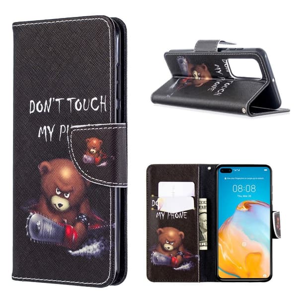 Wonderland Huawei P40 flip etui - Bjørn Black