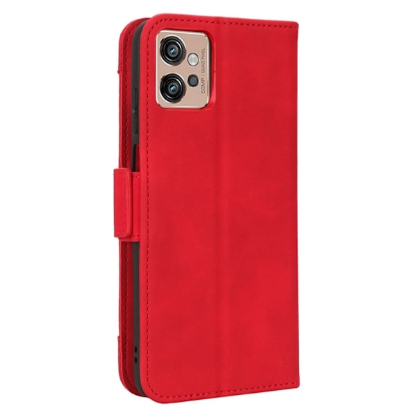 Stilfuldt Læder Etui med Pung til Motorola Moto G32 - Rød Red