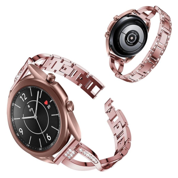 Samsung Galaxy Watch 3 (41mm) strass rostfritt stål klockarmband Rosa