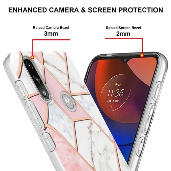 Marble Motorola Moto E7i Power / E7 Power Etui - Rosa / Hvit Pink