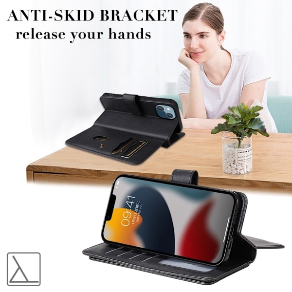 10-slot Lompakko Suojakotelo For iPhone 14 - Musta Black