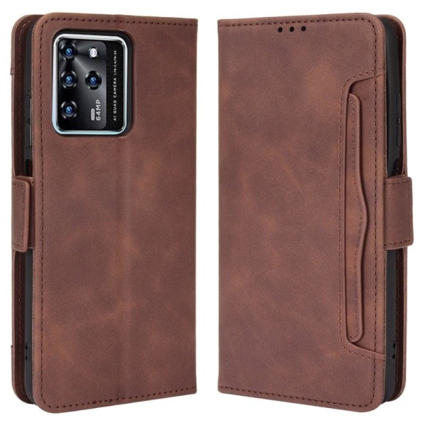 Modern-styled leather wallet case for ZTE Blade V30 - Brown Brown