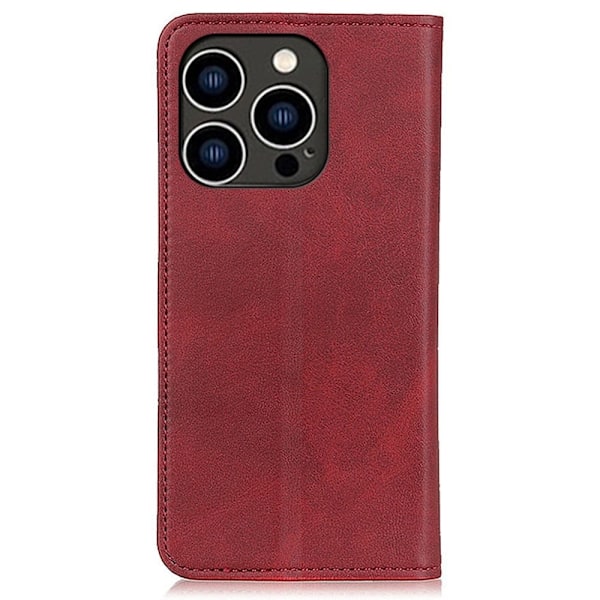 iPhone 14 Pro lompakkokotelo, aitoa nahkaa - Punainen Red