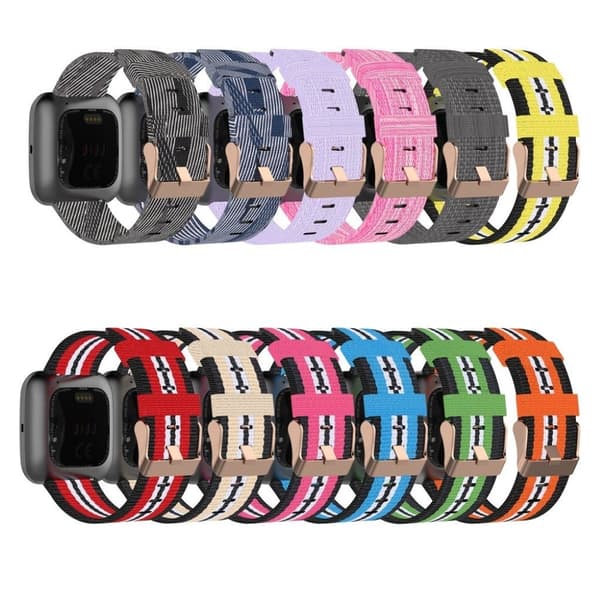 Fitbit Versa / Versa 2 / Blaze klockarmband i nylon - Svart Rand Svart