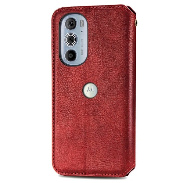 Läder Motorola Edge 30 Pro fodral med romb-design - Röd Röd