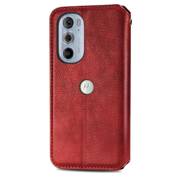 Læretui med A Stilfull Rhombus Imprint til Motorola Edge 30 Pro - Rød Red