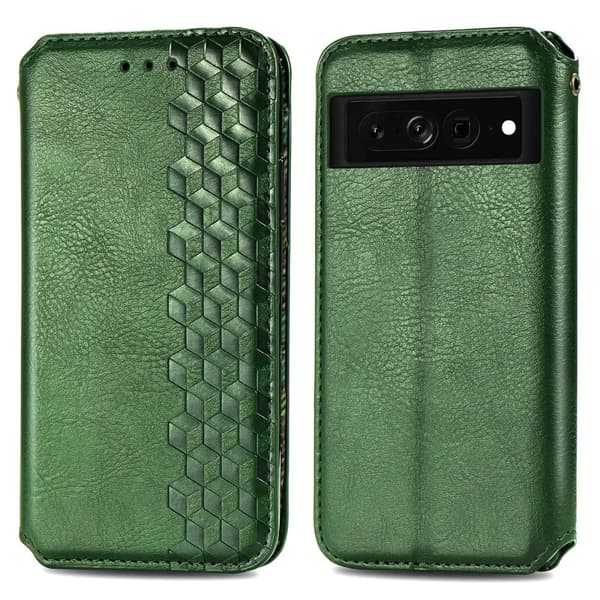 Læretui med A Stilfull Rhombus Imprint til Google Pixel 7 Pro - Grønn Green