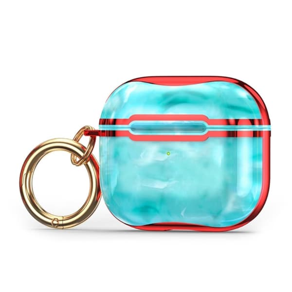 AirPods Pro 2 coolt fodral i kolfiberstil med spänne - Grön / Röd Grön