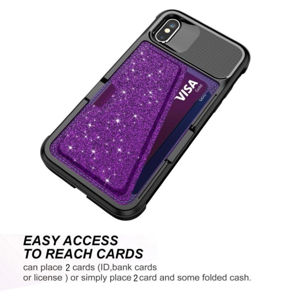 iPhone XS magnetisk absorberende glitrende læderetui - Lilla Purple