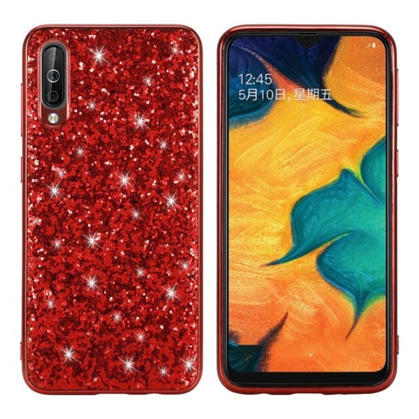 Glitter Samsung Galaxy A50 cover - Rød Red