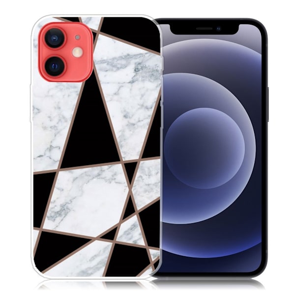 Marble iPhone 12 Mini Etui - Fragment Black og Hvit Klinkekule Multicolor