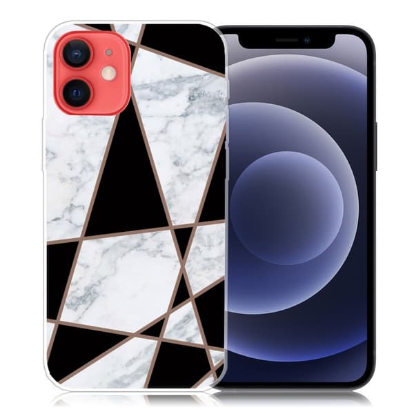 Marmormotiv iPhone 12 Mini skal - Fragment Svart Och Vit Marmor multifärg