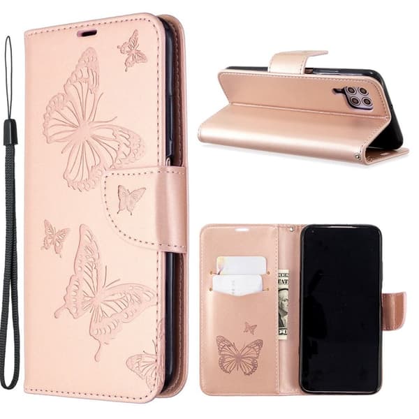 Butterfly Huawei P40 Lite / Nova 6 SE veske - Rose gull Pink