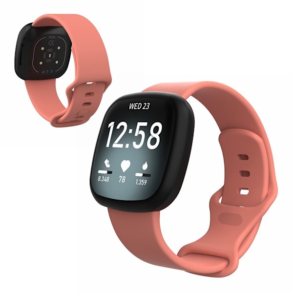 Fitbit Versa 3 / Sense silikoninen kellonauha - Vaaleanpunainen Koko: S Pink