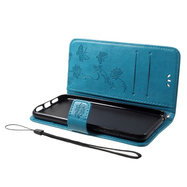 Huawei P20 Pro Etui laget av kunstlær og silikon - Blå Blue