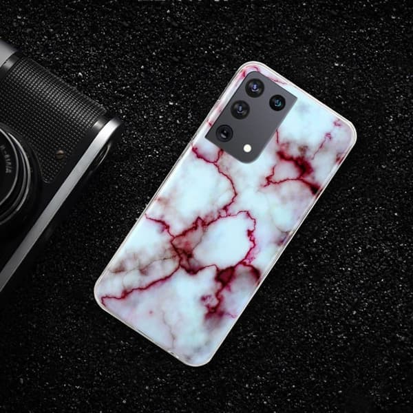 Marble Samsung Galaxy S21 Ultra Etui - Blå / Lilla Multicolor