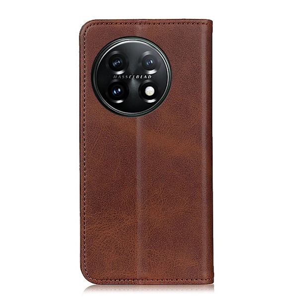 Flip Etui med Pung i Ægte Læder til OnePlus 11 - Kaffe Brown