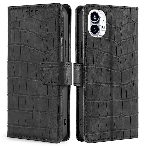 Læderetui med Krokodille Tekstur til Nothing Phone (1) - Sort Black