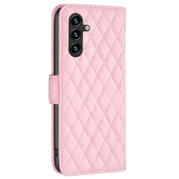 Rombemønster, matt flip-deksel for Samsung Galaxy A15 - Rosa Pink